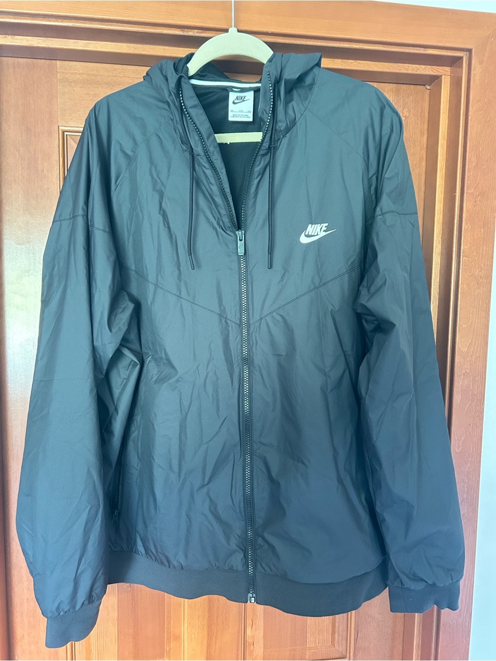 Nike Black Hooded Bomber Jacket with White Swoosh
